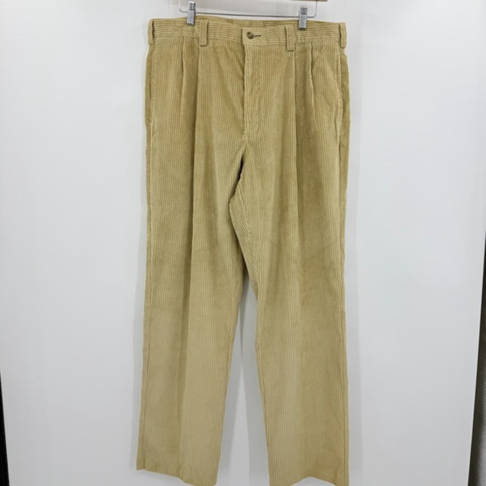 Tommy Hilfiger Pants 36x32 Corduroy Baggy Loose Double Pleated Vintage Beige Men